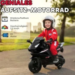 Elektro Kindermotorrad Elektromotorrad mit USB, Stützrädern, Musik, Scheinwerfer