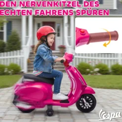Elektro Motorrad Kinder Vespa 6V Elektromotorrad mit Stützrädern Scheinwerfer