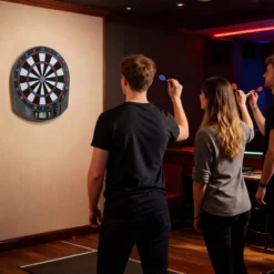 Elektronische Dartscheibe Dartboard mit LCD-Anzeigen 6 Dartpfeil 18 Spiele