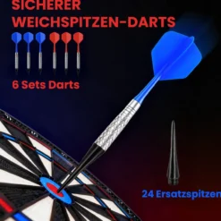 Elektronische Dartscheibe Dartboard mit LCD-Anzeigen 6 Dartpfeil 18 Spiele