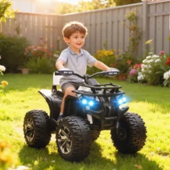 Elektro-Quad Kinderquad mit Scheinwerfer, Kindermotorrad mit USB-Anschluss, Weiß