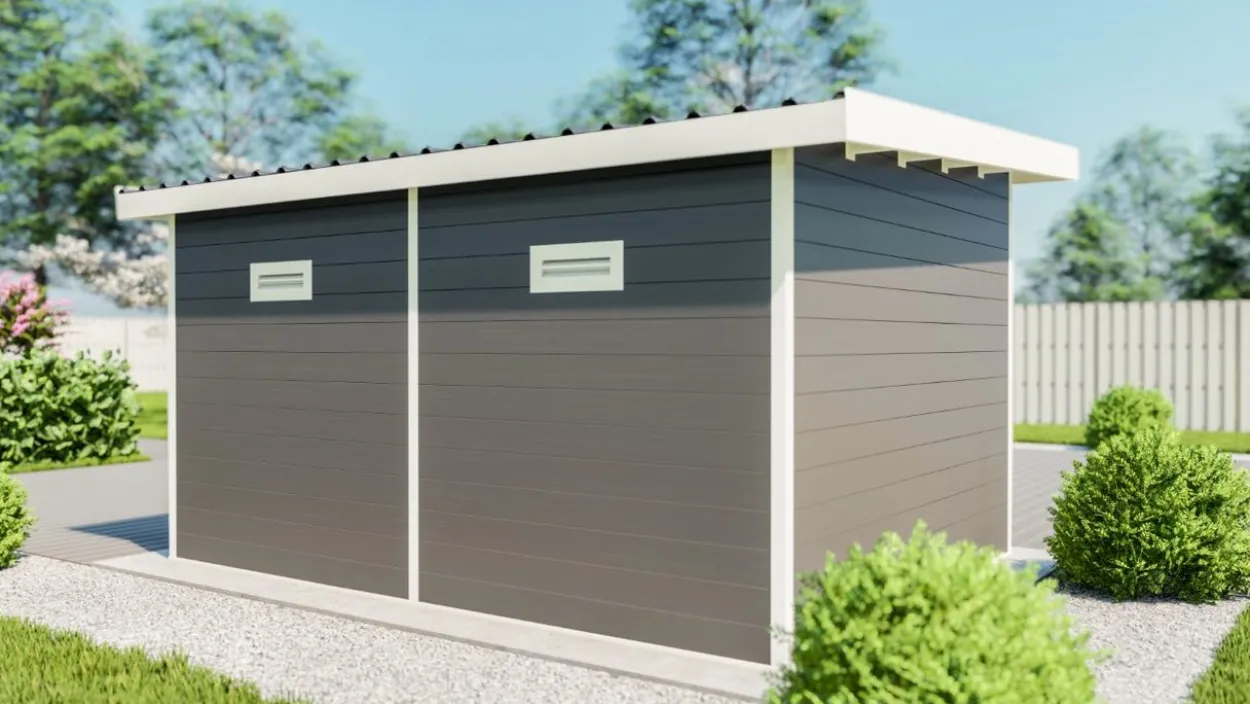eleph WPC Gartenhaus Flachdach L