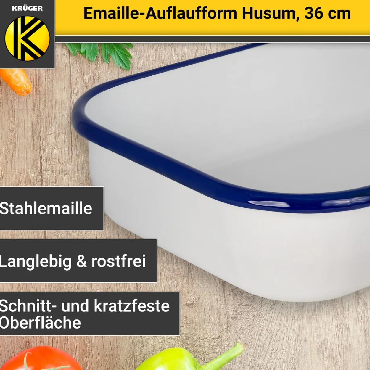 Emaillierte Auflaufform HUSUM, 36 cm