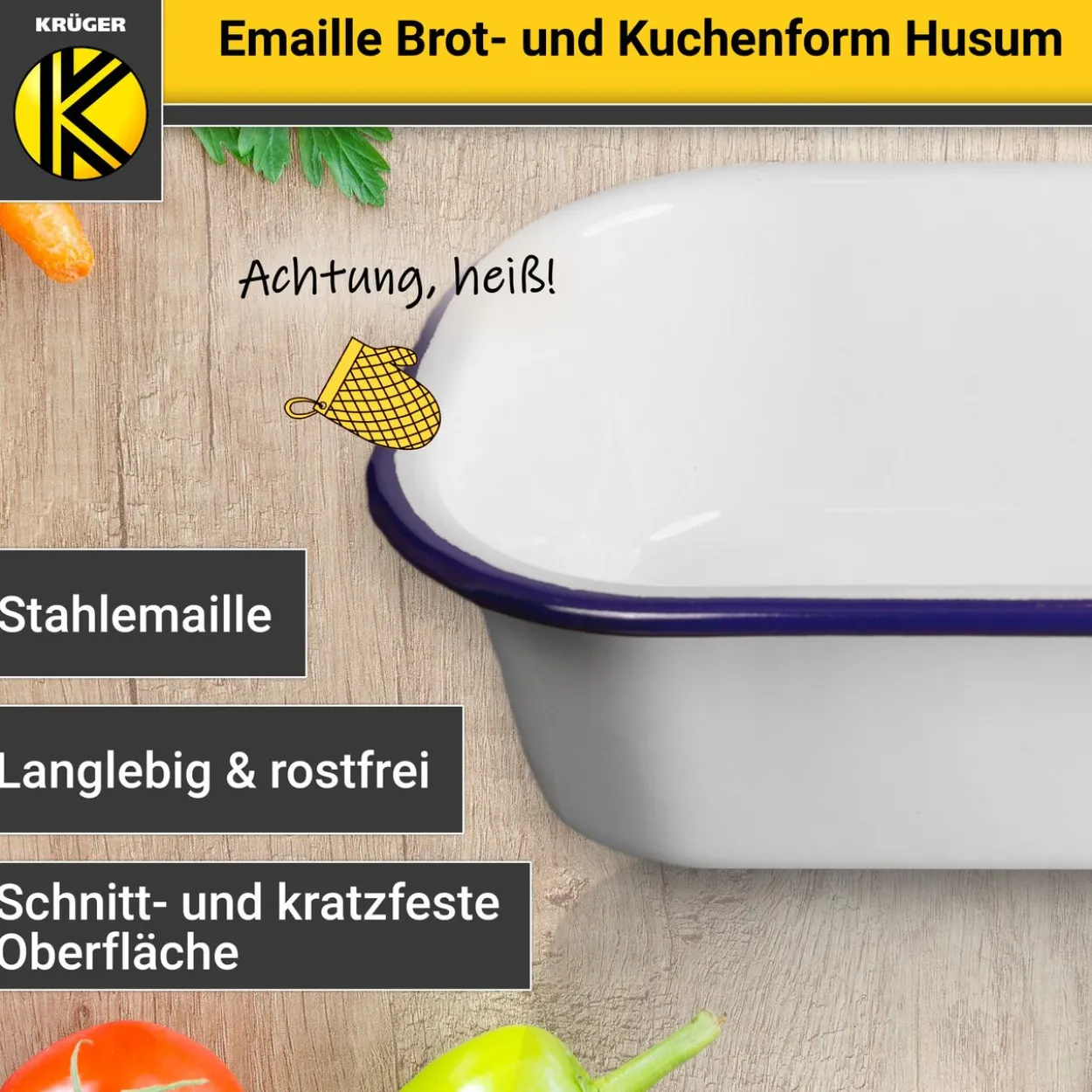Emaillierte Brot- und Kuchenform Husum, 32 cm