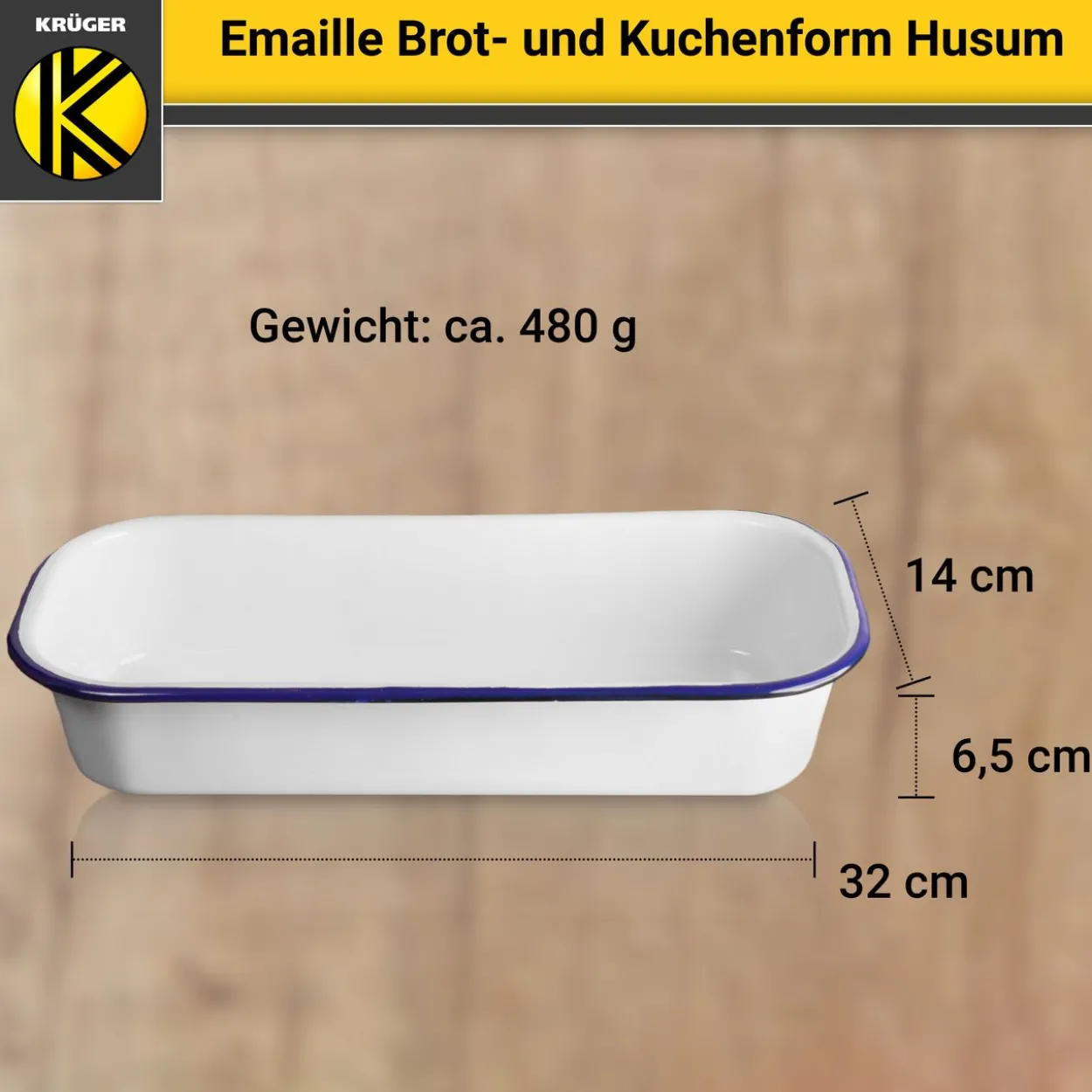 Emaillierte Brot- und Kuchenform Husum, 32 cm