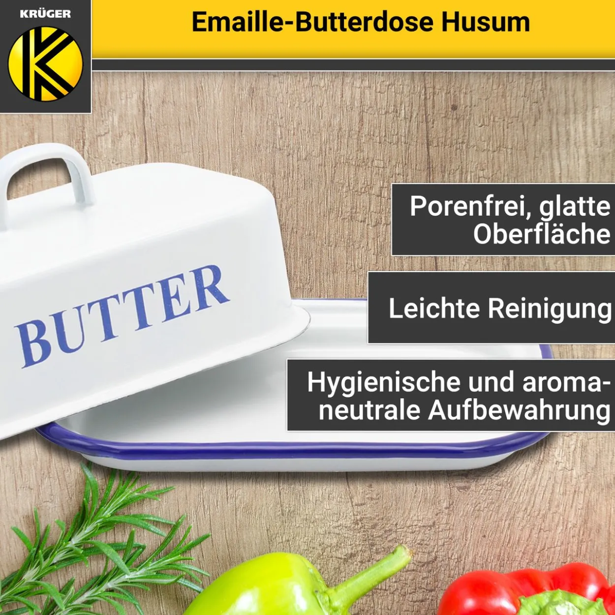 Emaillierte Butterdose Husum