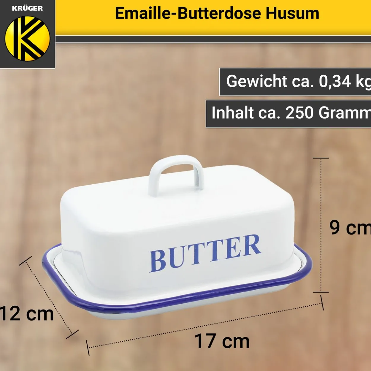 Emaillierte Butterdose Husum