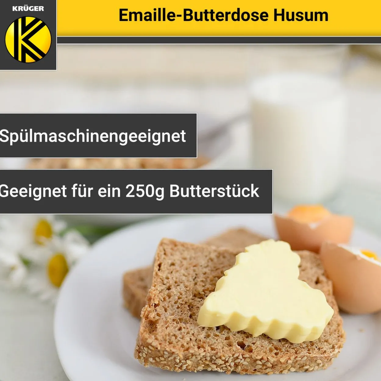 Emaillierte Butterdose Husum