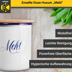 Emaillierte Dose Husum für Mehl, 12 cm