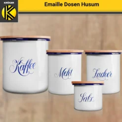 Emaillierte Dose Husum für Mehl, 12 cm