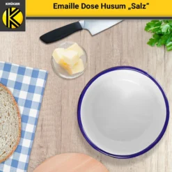 Emaillierte Dose Husum für Salz, 10 cm