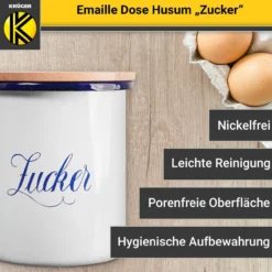 Emaillierte Dose Husum für Zucker, 12 cm