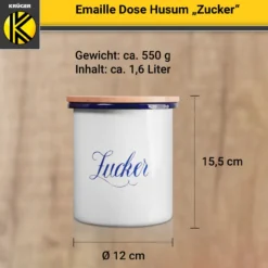 Emaillierte Dose Husum für Zucker, 12 cm