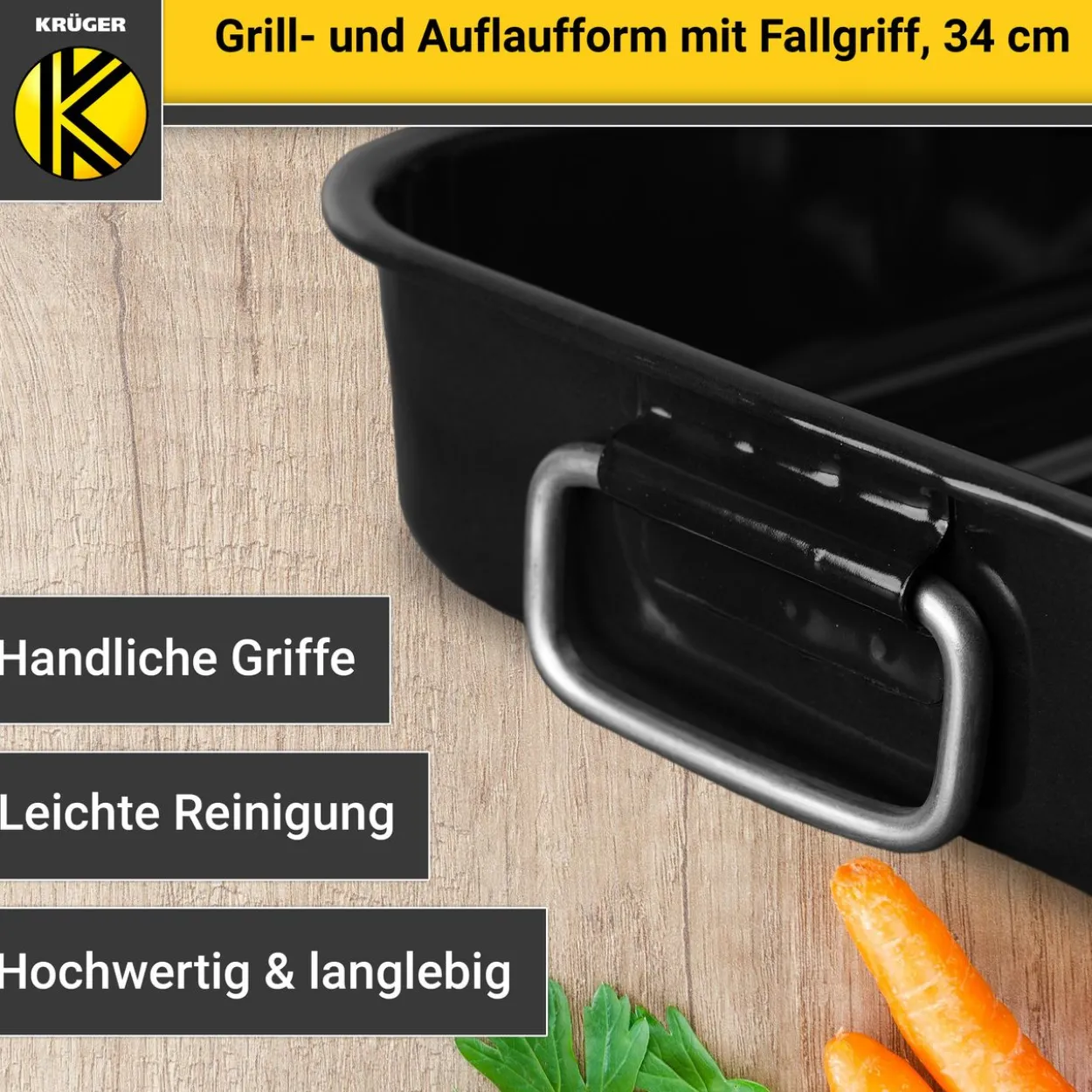Emaillierte Grill- und Auflaufform, 34 cm