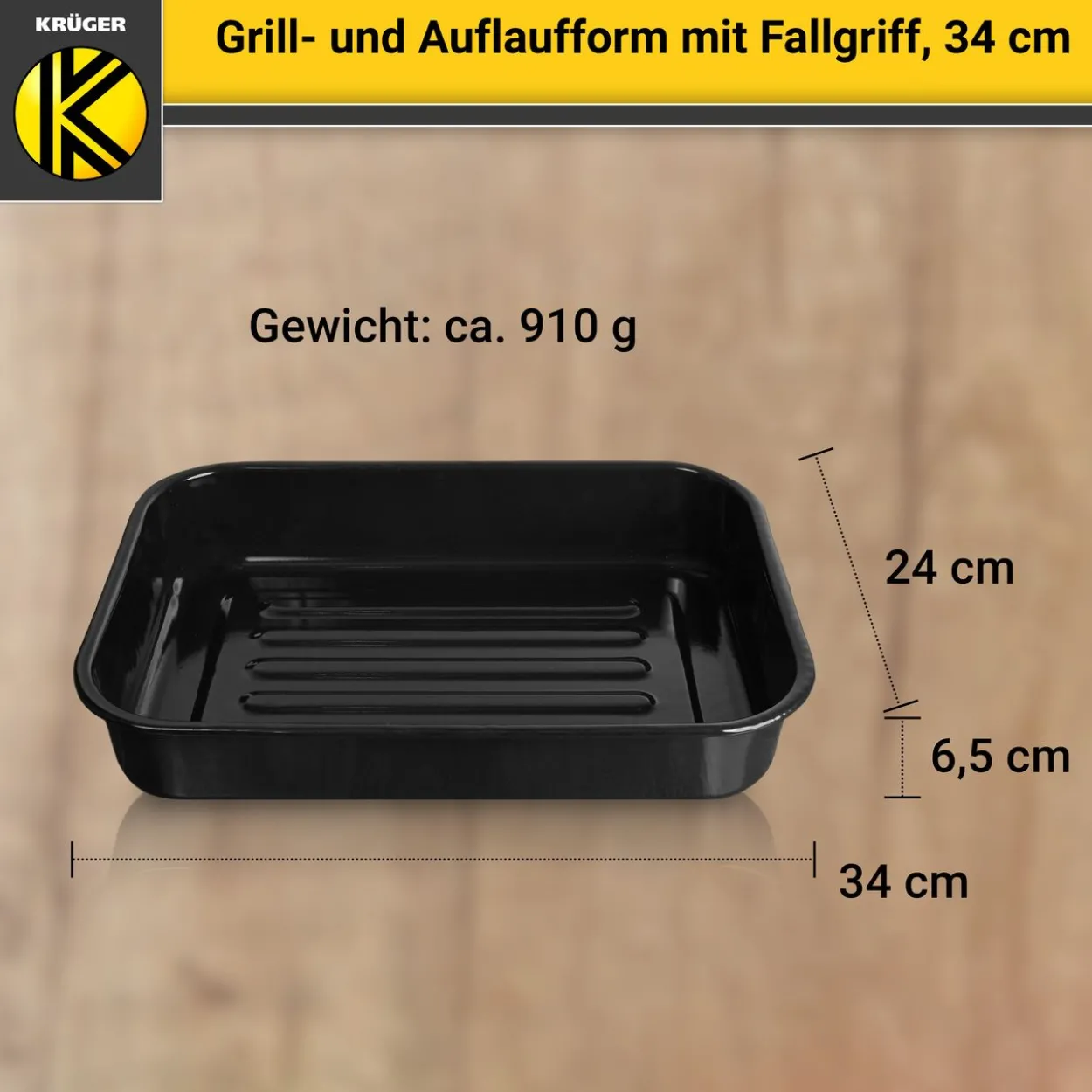 Emaillierte Grill- und Auflaufform, 34 cm