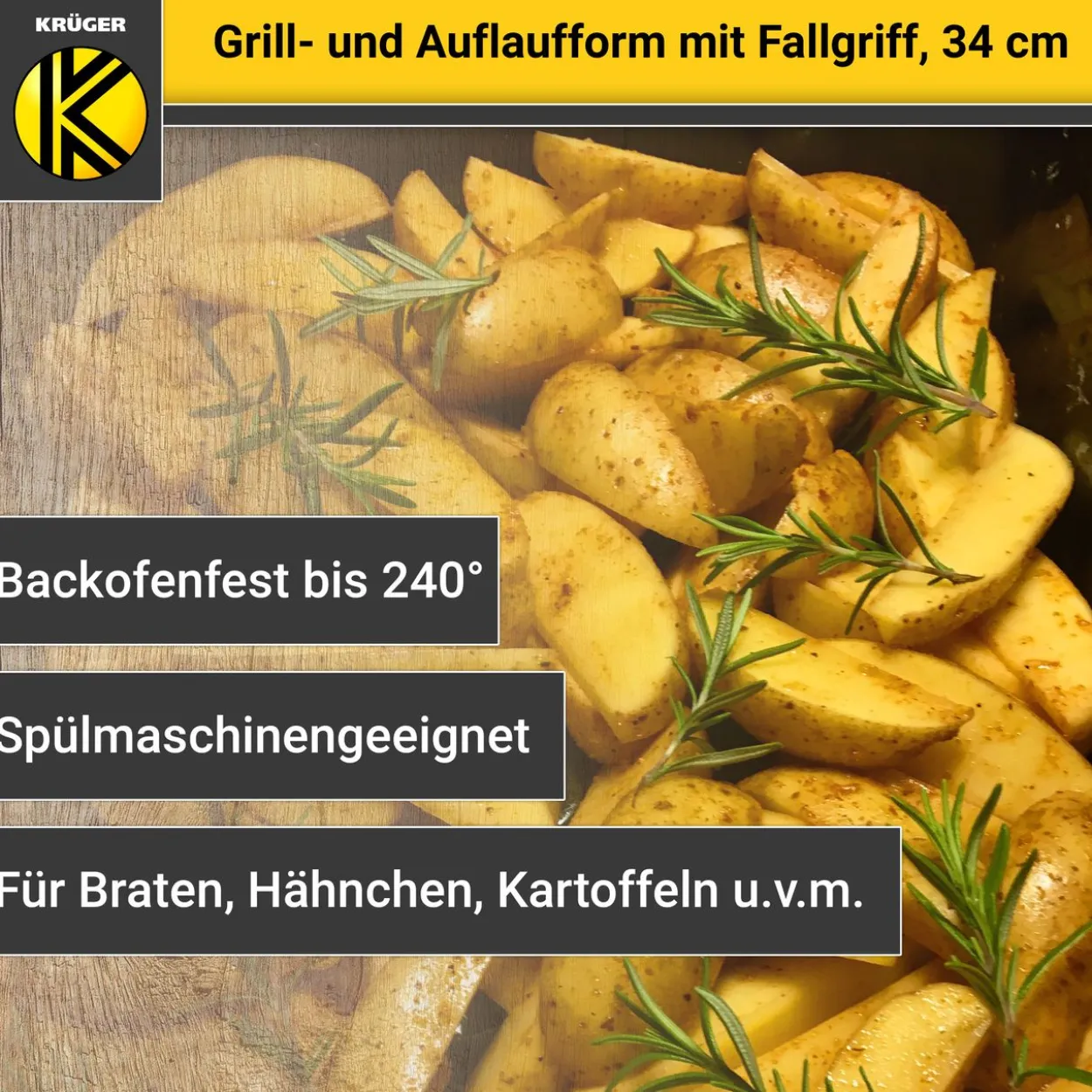 Emaillierte Grill- und Auflaufform, 34 cm