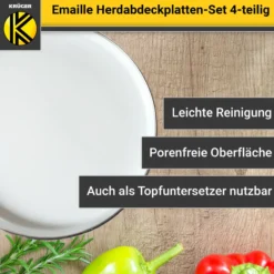 Emaillierte Herdabdeckplatten-Set, 4-teilig