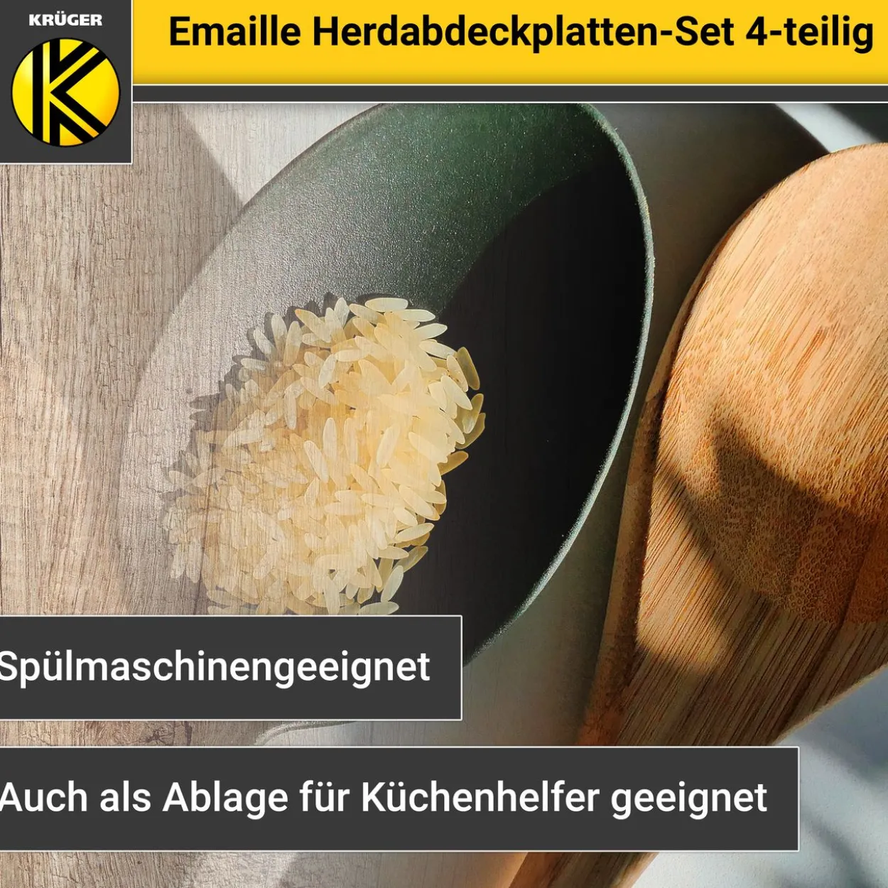Emaillierte Herdabdeckplatten-Set, 4-teilig