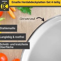 Emaillierte Herdabdeckplatten-Set, 4-teilig
