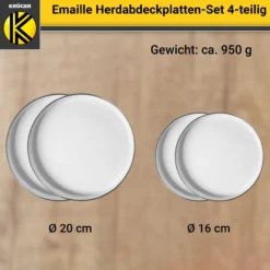 Emaillierte Herdabdeckplatten-Set, 4-teilig
