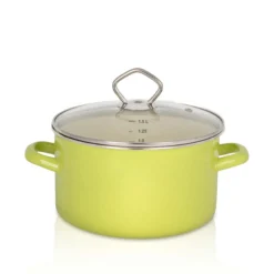 Emaillierter Fleischtopf Juist mit Glasdeckel, 16 cm