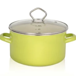 Emaillierter Fleischtopf Juist mit Glasdeckel, 24 cm