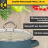 Emaillierter Fleischtopf Petrol mit Glasdeckel, 24 cm