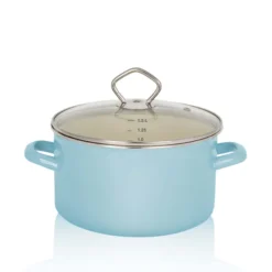 Emaillierter Fleischtopf Sylt mit Glasdeckel, 16 cm