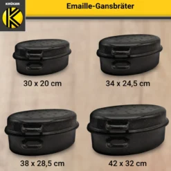 Emaillierter Gansbräter gesprenkelt mit Deckel, 34 cm