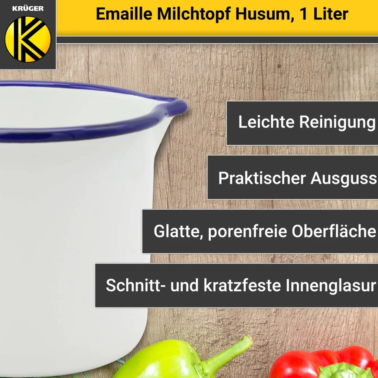 Emaillierter Milchtopf Husum, 12 cm