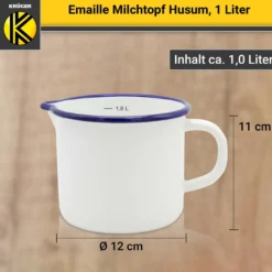 Emaillierter Milchtopf Husum, 12 cm