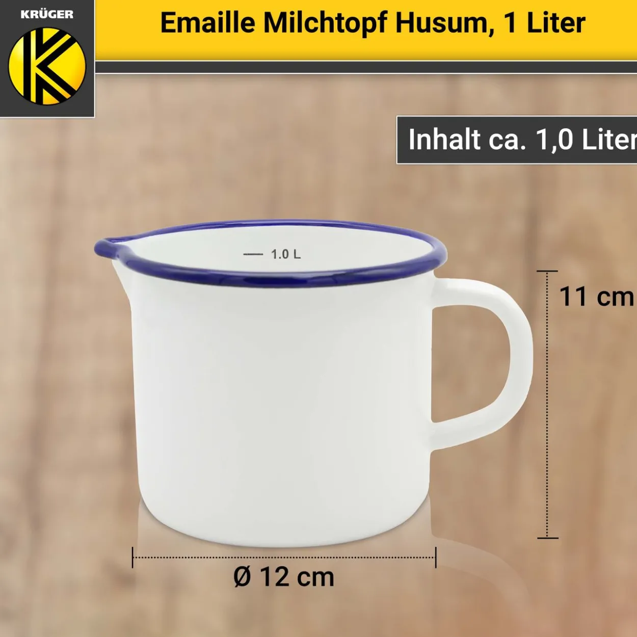 Emaillierter Milchtopf Husum, 12 cm