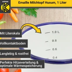 Emaillierter Milchtopf Husum, 12 cm
