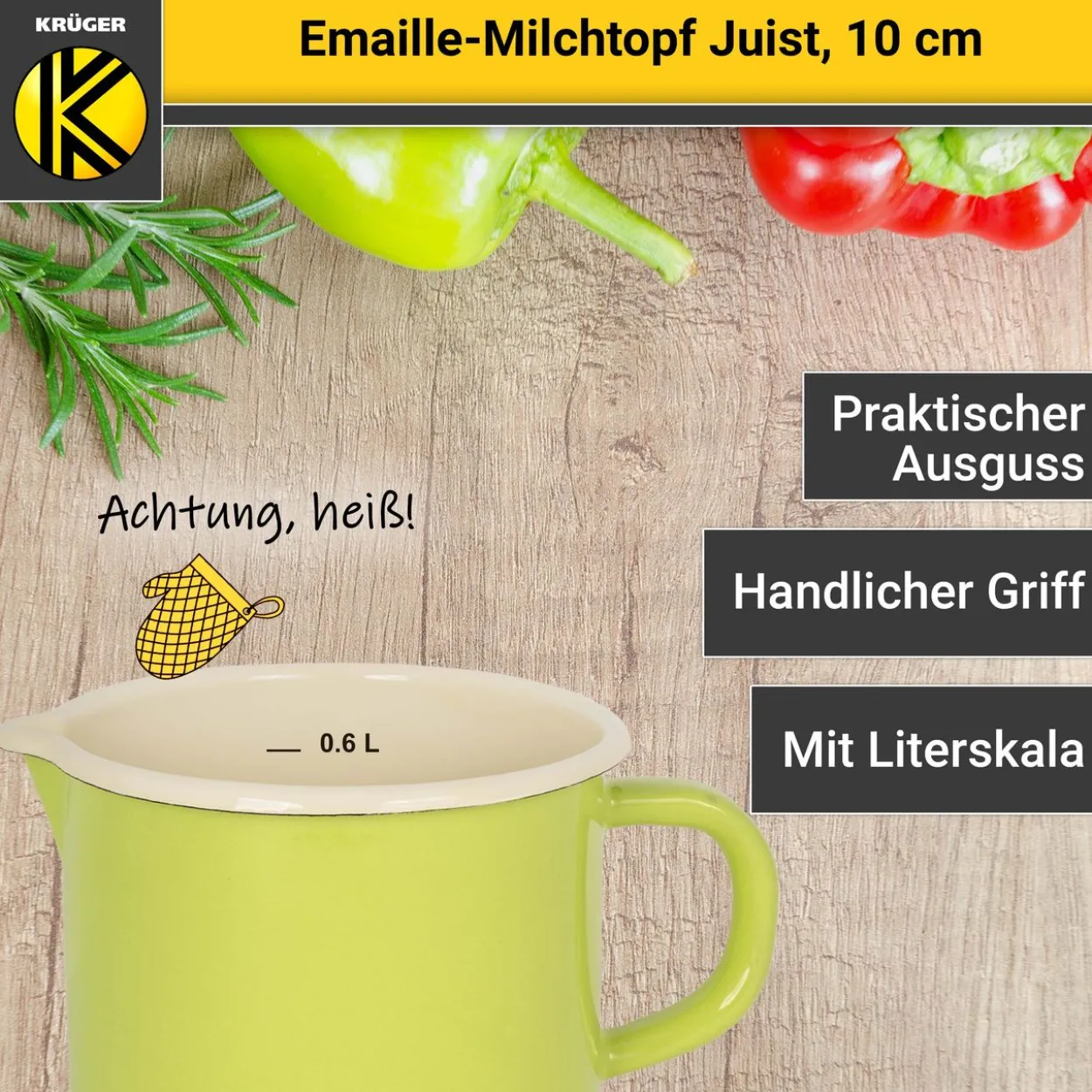 Emaillierter Milchtopf Juist, 10 cm