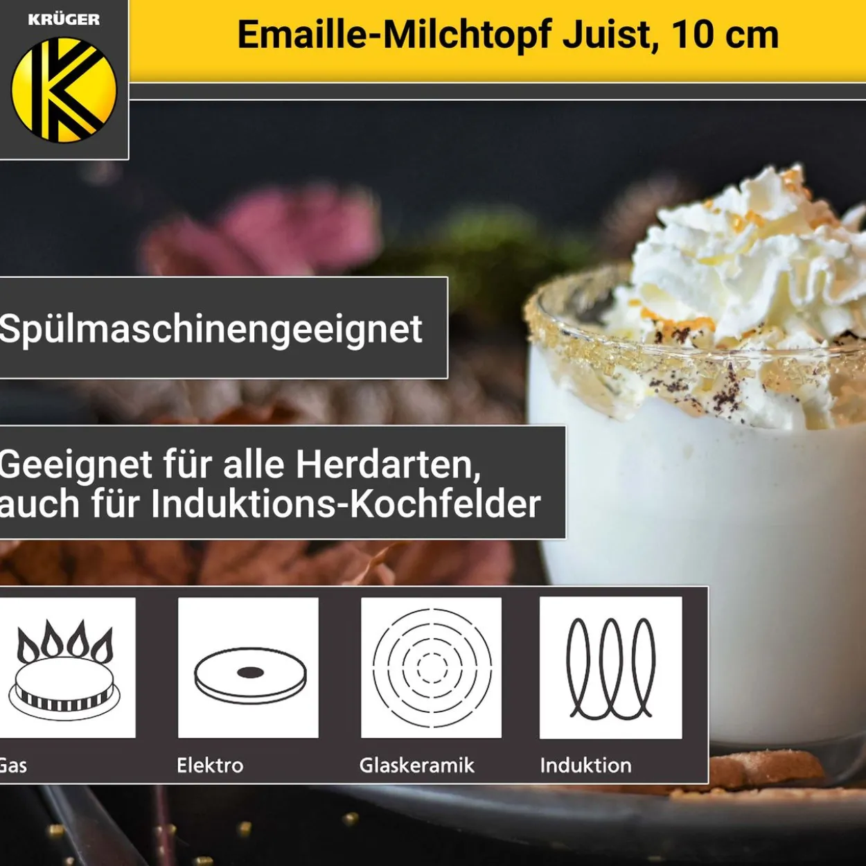 Emaillierter Milchtopf Juist, 10 cm