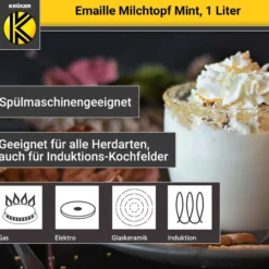 Emaillierter Milchtopf - mint - 12 cm