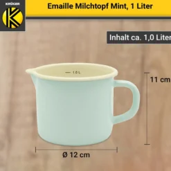 Emaillierter Milchtopf - mint - 12 cm