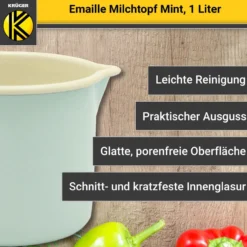 Emaillierter Milchtopf - mint - 12 cm