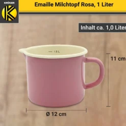 Emaillierter Milchtopf - rosa - 12 cm