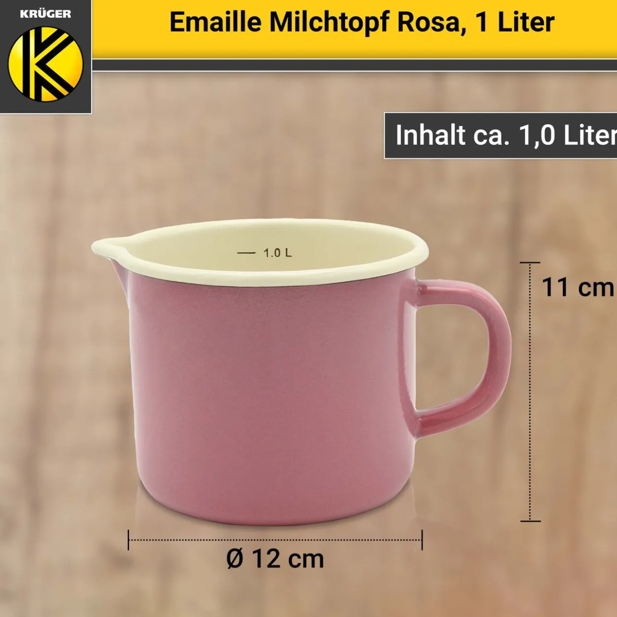 Emaillierter Milchtopf - rosa - 12 cm
