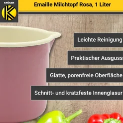 Emaillierter Milchtopf - rosa - 12 cm