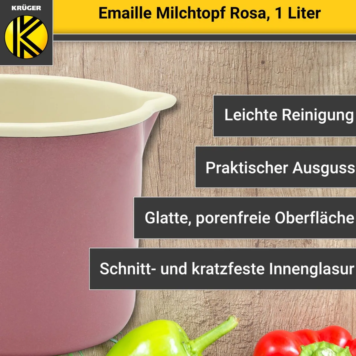 Emaillierter Milchtopf - rosa - 12 cm
