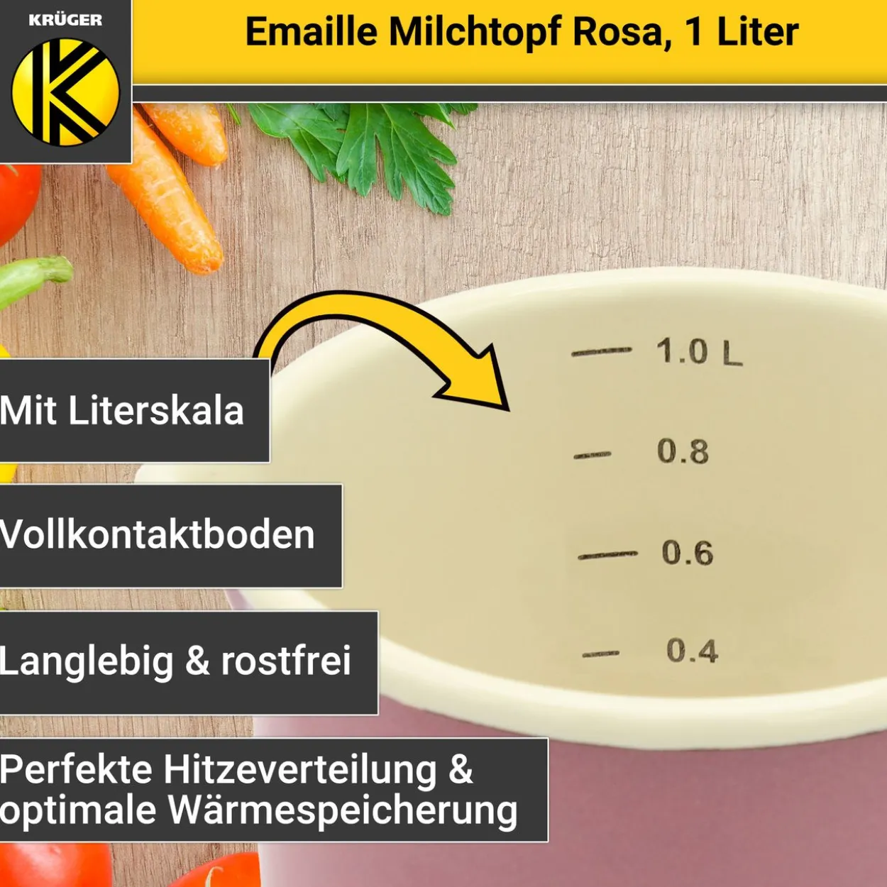 Emaillierter Milchtopf - rosa - 12 cm