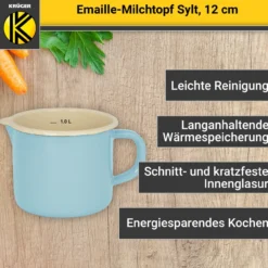 Emaillierter Milchtopf Sylt, 12 cm