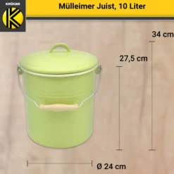 Emaillierter Mülleimer JUIST mit Deckel, 10 Liter