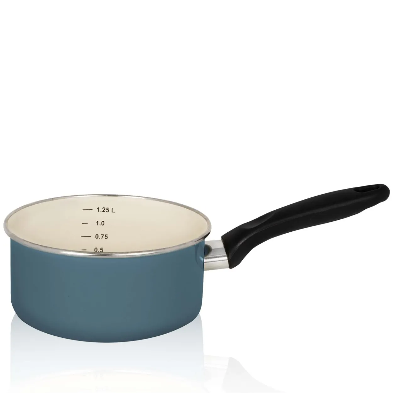 Emaillierter Stieltopf Petrol, 16 cm