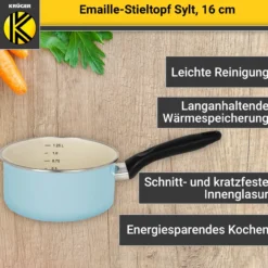 Emaillierter Stieltopf Sylt, 16 cm
