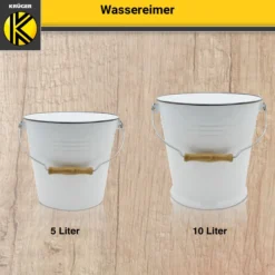 Emaillierter Wassereimer weiß, 5 Liter