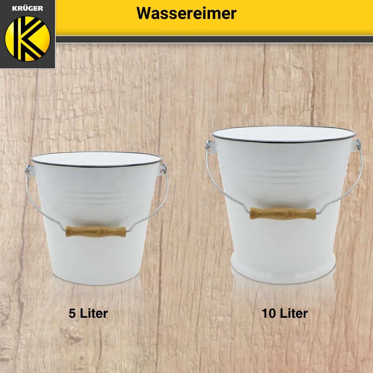 Emaillierter Wassereimer weiß, 5 Liter