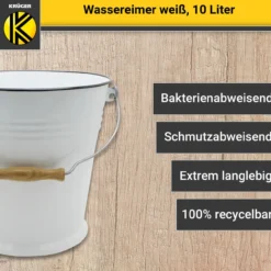 Emaillierter Wassereimer weiß, 10 Liter